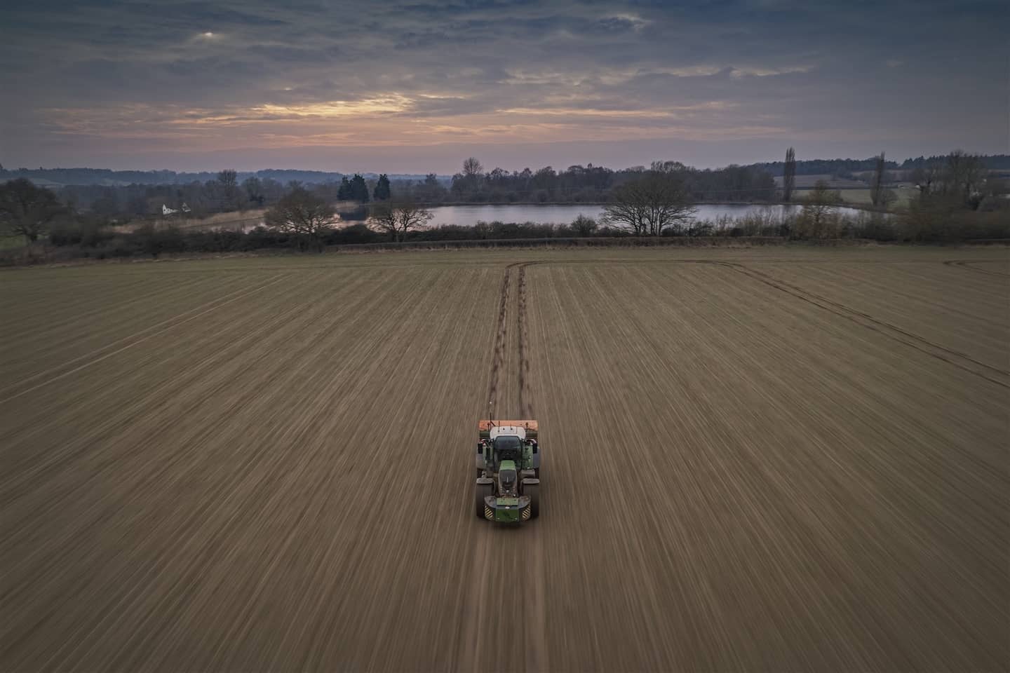 Tractor by reservoir